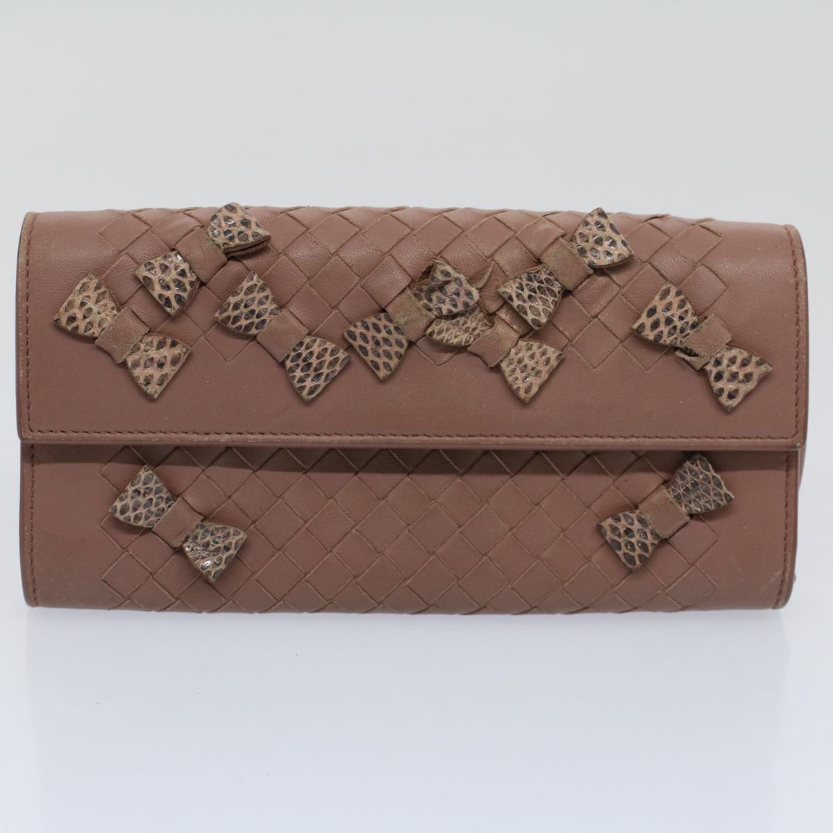 BOTTEGAVENETA INTRECCIATO Pouch Wallet Leather 4Set Brown Black pink Auth bs9896 - 0