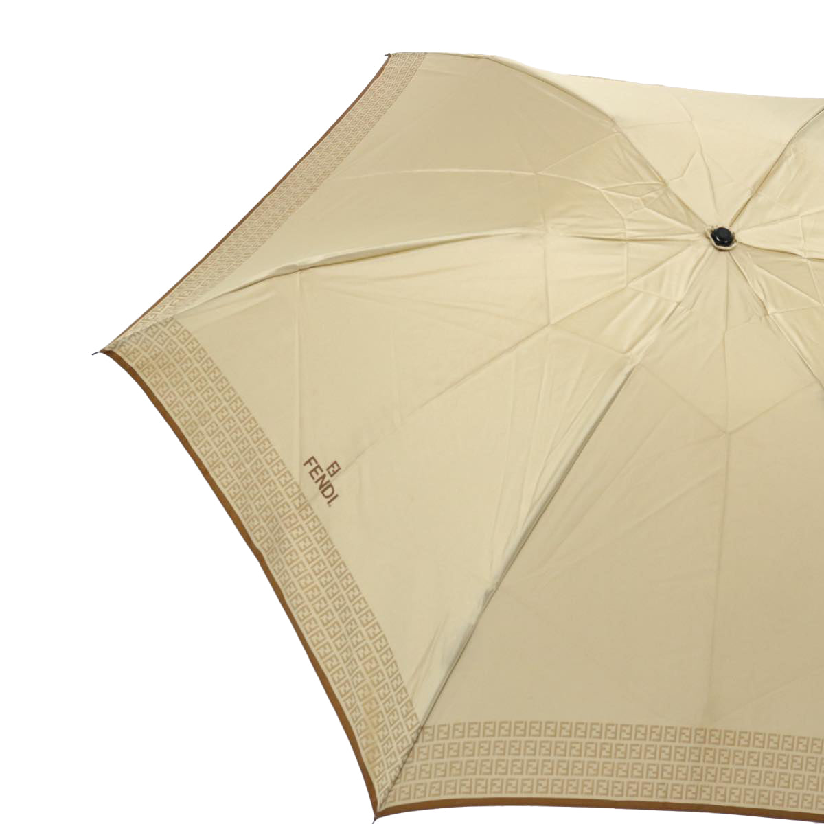 FENDI Zucchino Canvas folding Umbrella Nylon Gold Beige Auth bs9905 - 0
