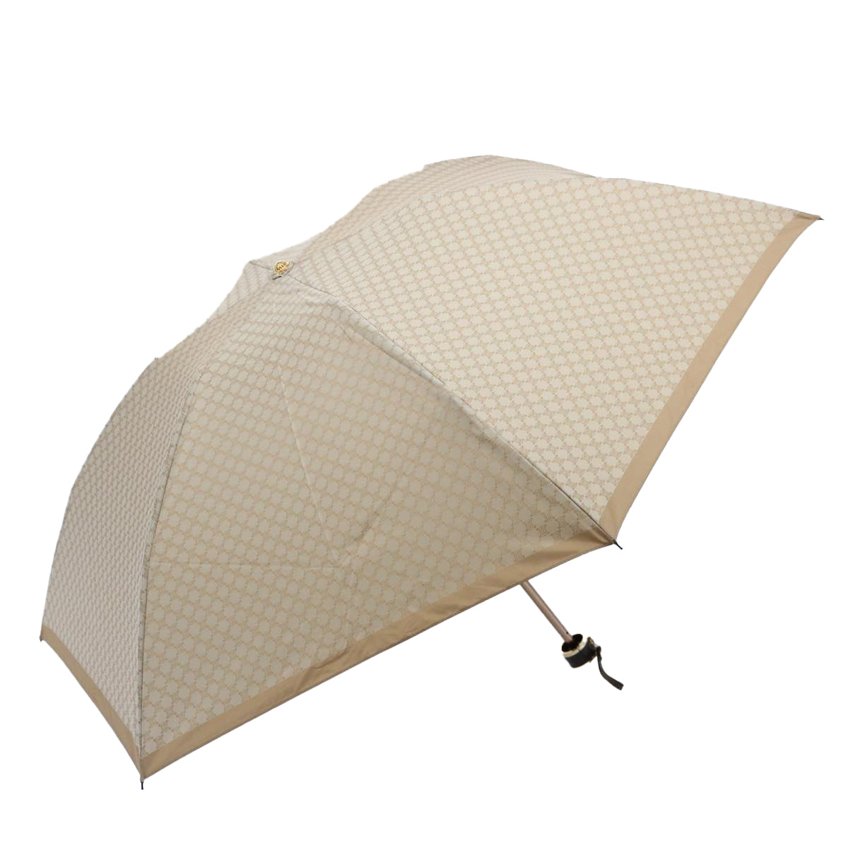 CELINE Macadam Canvas folding Umbrella Nylon Beige Auth bs9906