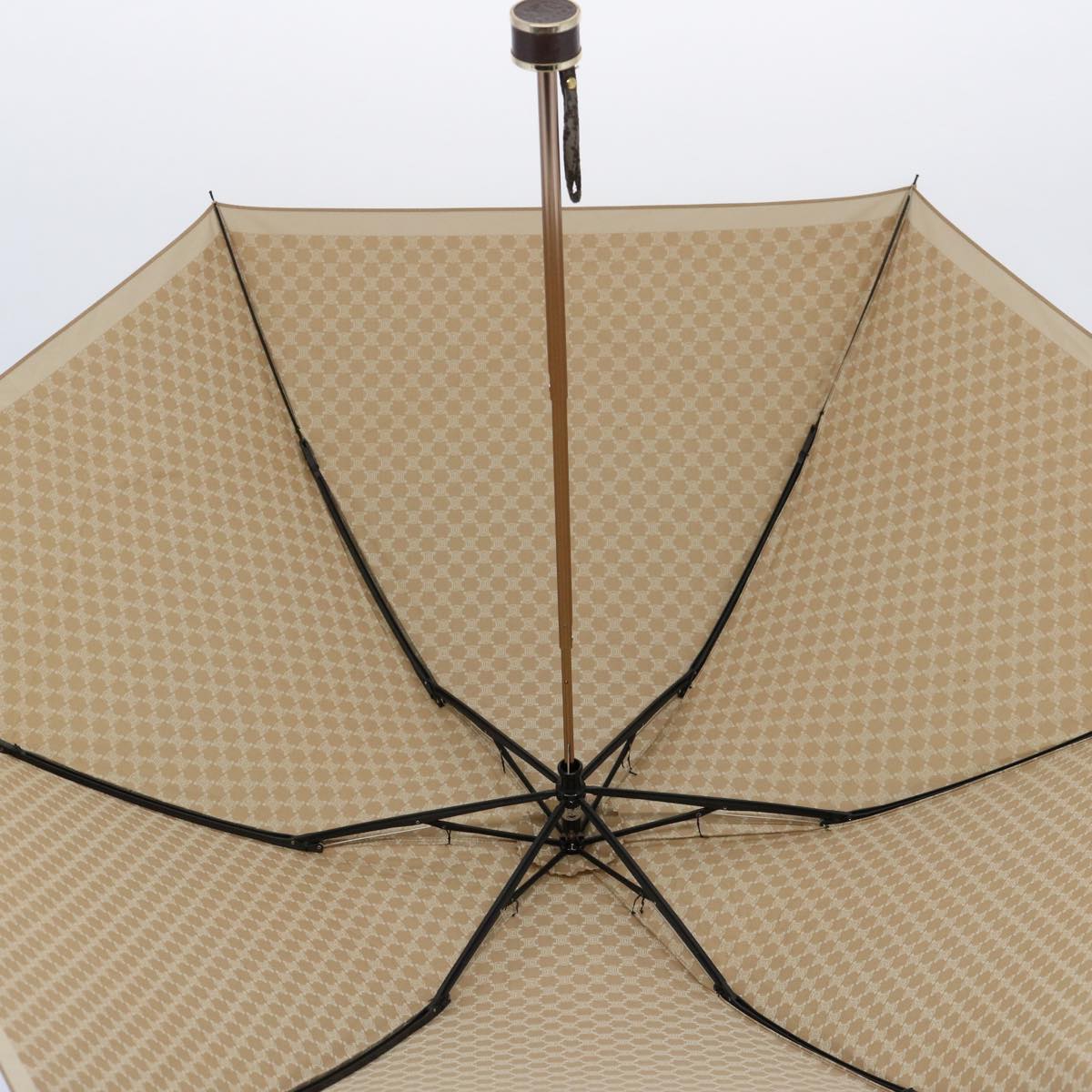 CELINE Macadam Canvas folding Umbrella Nylon Beige Auth bs9906