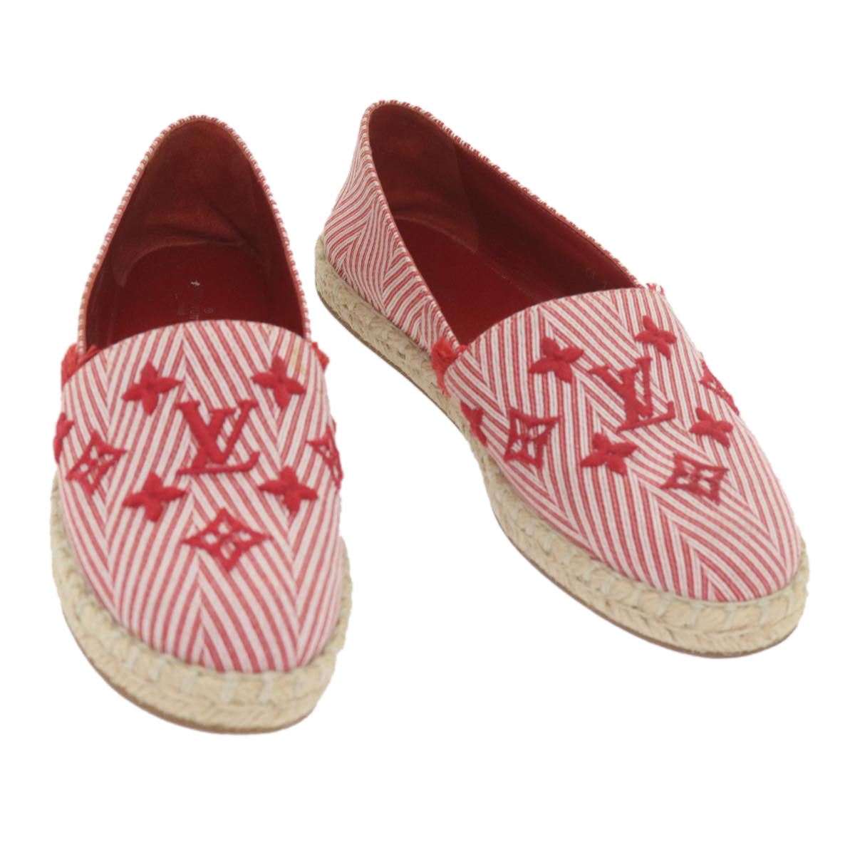 LOUIS VUITTON Monogram Espadrille Shoes Canvas 37.5 Red LV Auth bs9907