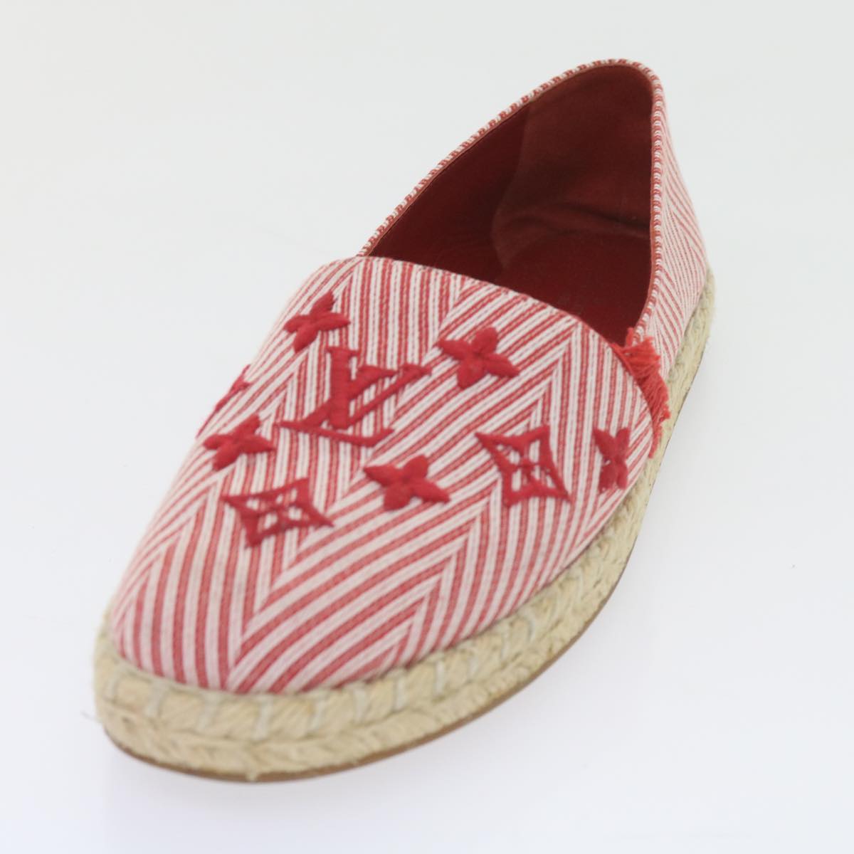 LOUIS VUITTON Monogram Espadrille Shoes Canvas 37.5 Red LV Auth bs9907