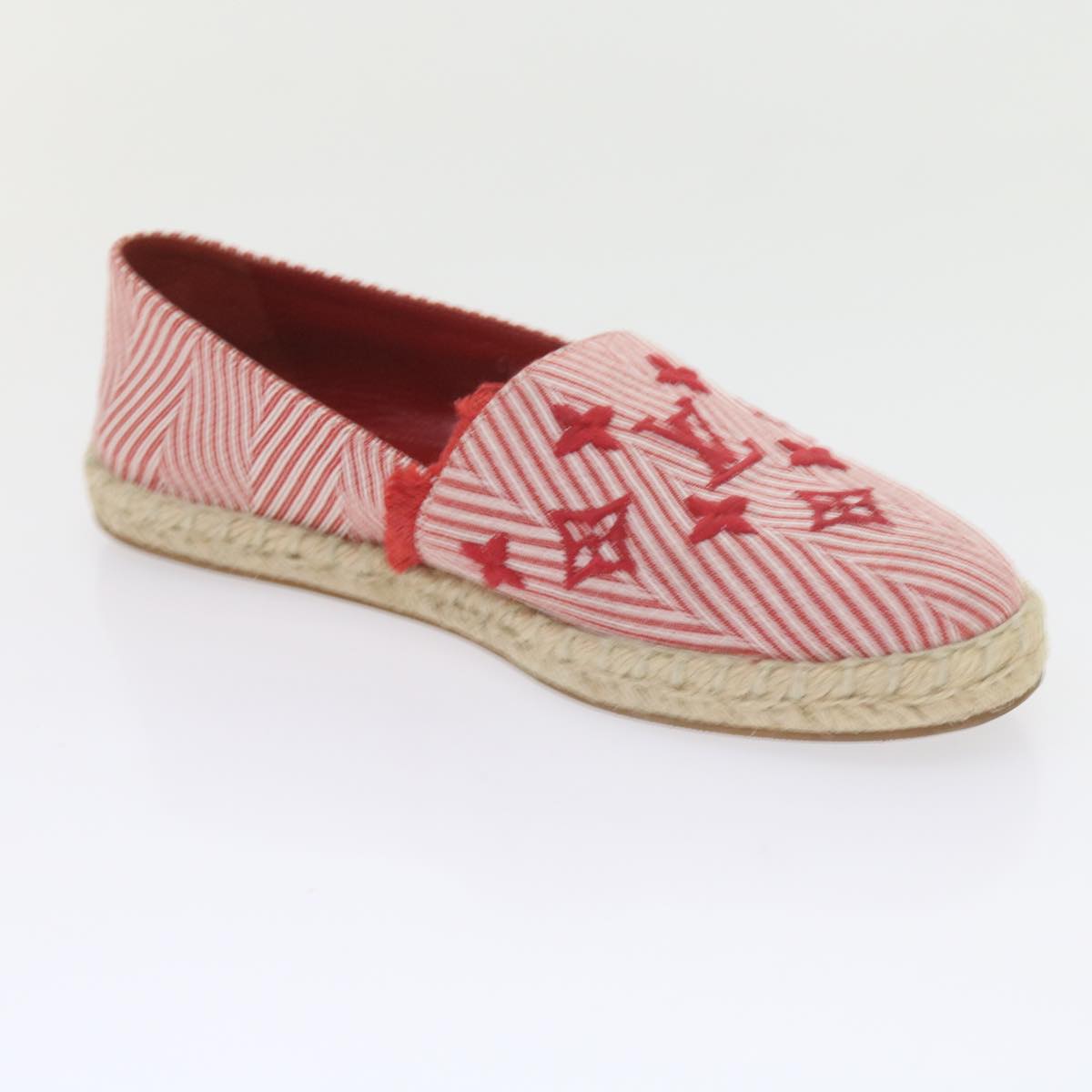 LOUIS VUITTON Monogram Espadrille Shoes Canvas 37.5 Red LV Auth bs9907