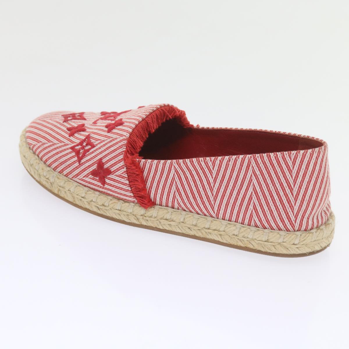 LOUIS VUITTON Monogram Espadrille Shoes Canvas 37.5 Red LV Auth bs9907