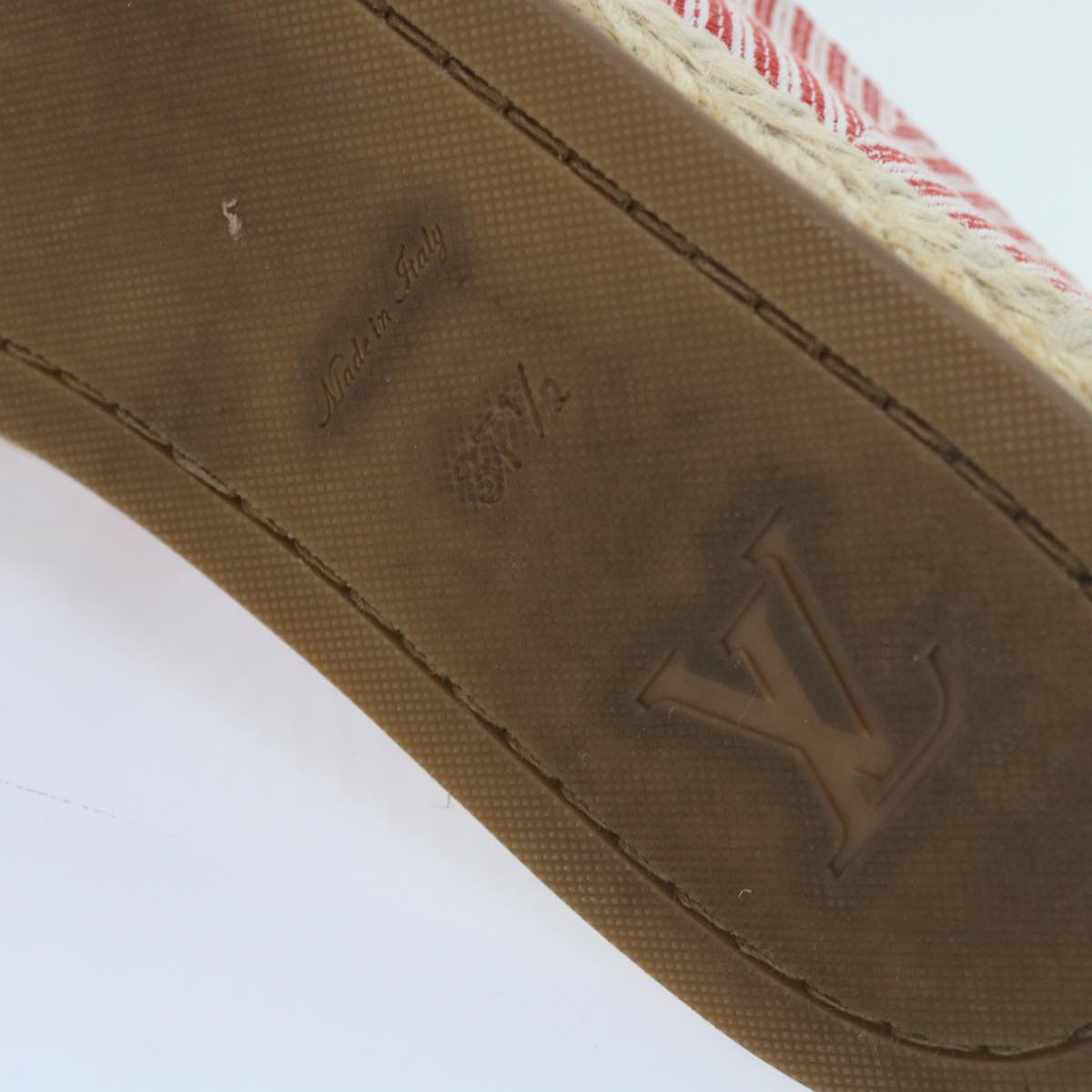 LOUIS VUITTON Monogram Espadrille Shoes Canvas 37.5 Red LV Auth bs9907