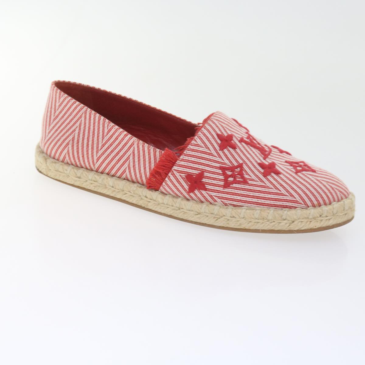 LOUIS VUITTON Monogram Espadrille Shoes Canvas 37.5 Red LV Auth bs9907