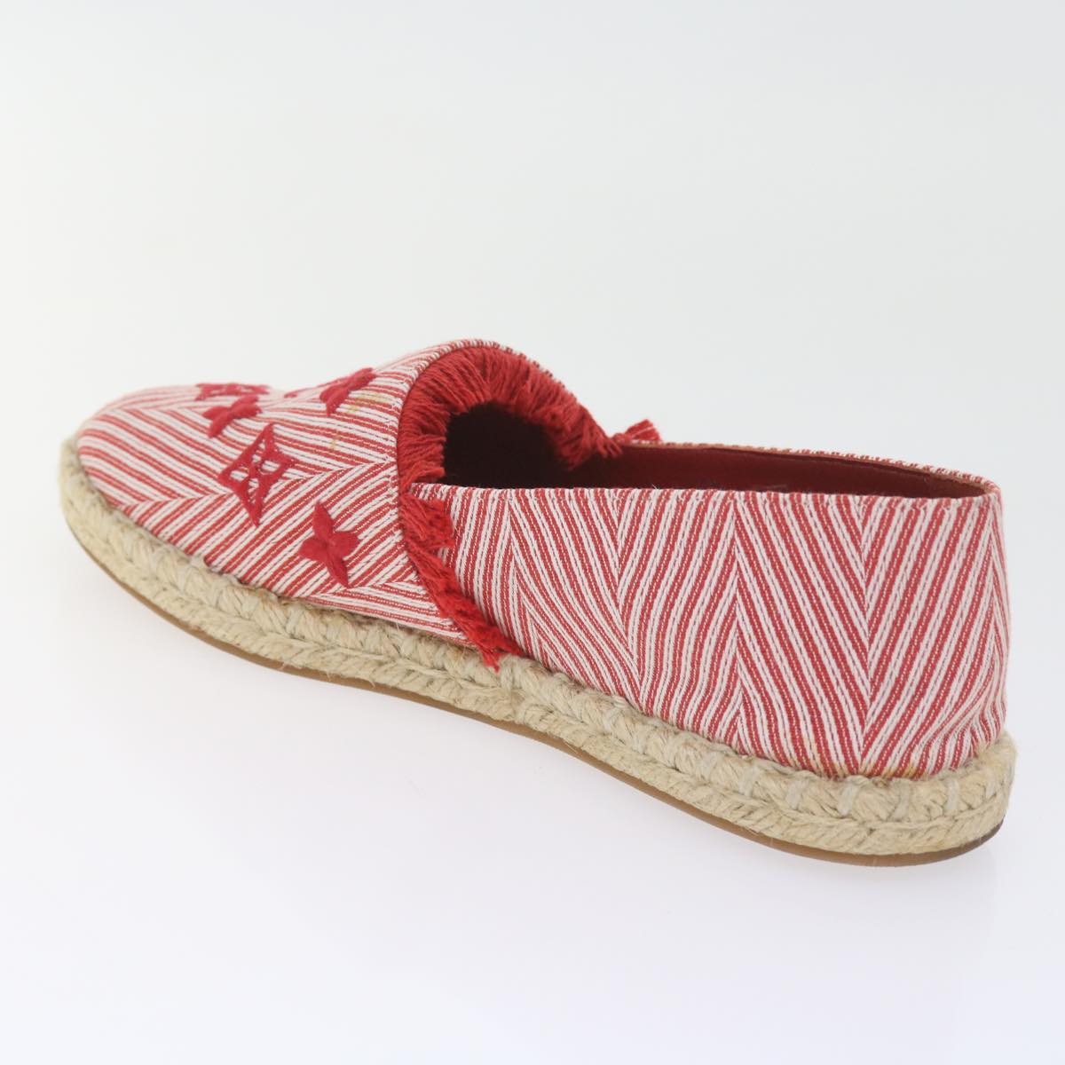 LOUIS VUITTON Monogram Espadrille Shoes Canvas 37.5 Red LV Auth bs9907