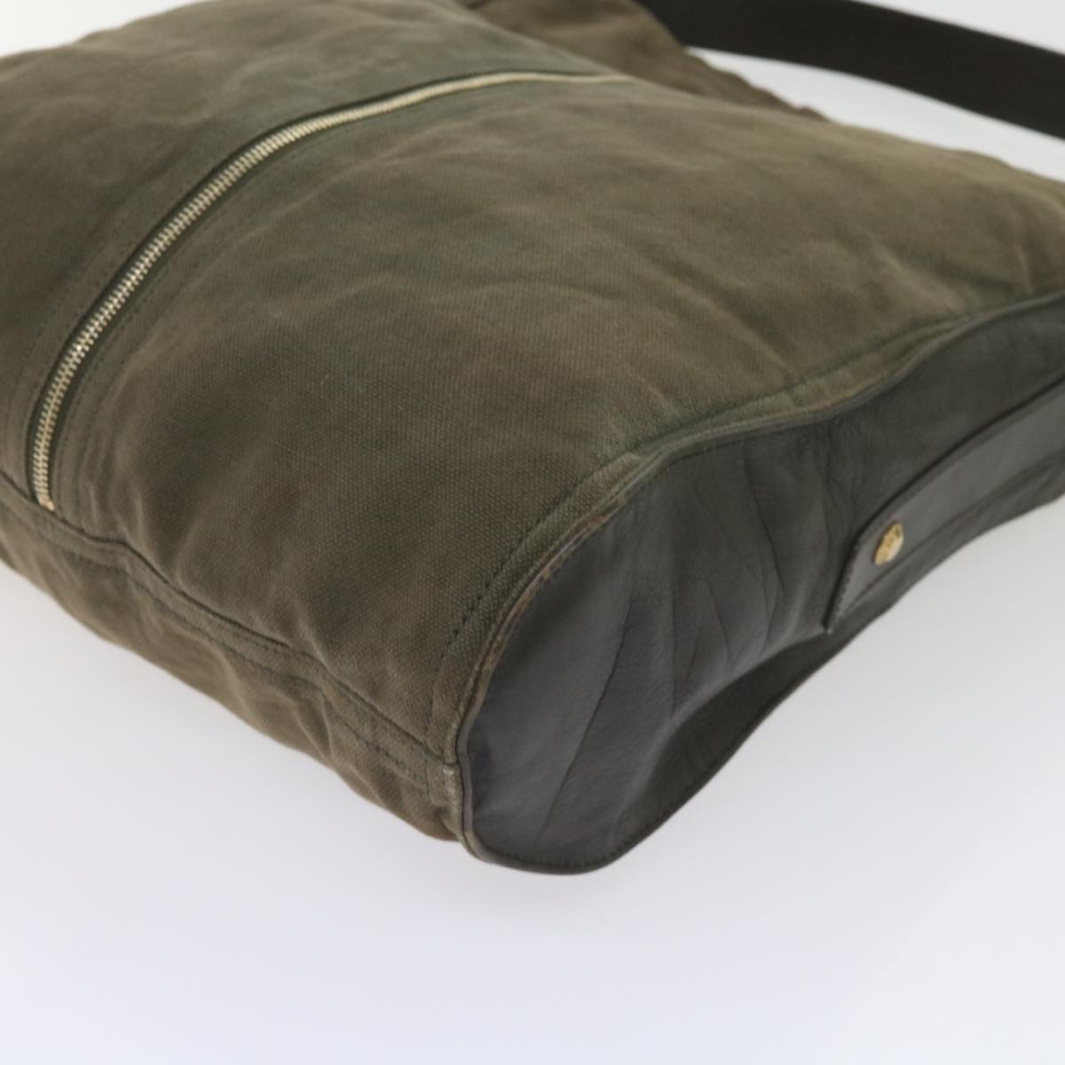 SAINT LAURENT Shoulder Bag Canvas Khaki Auth bs9927