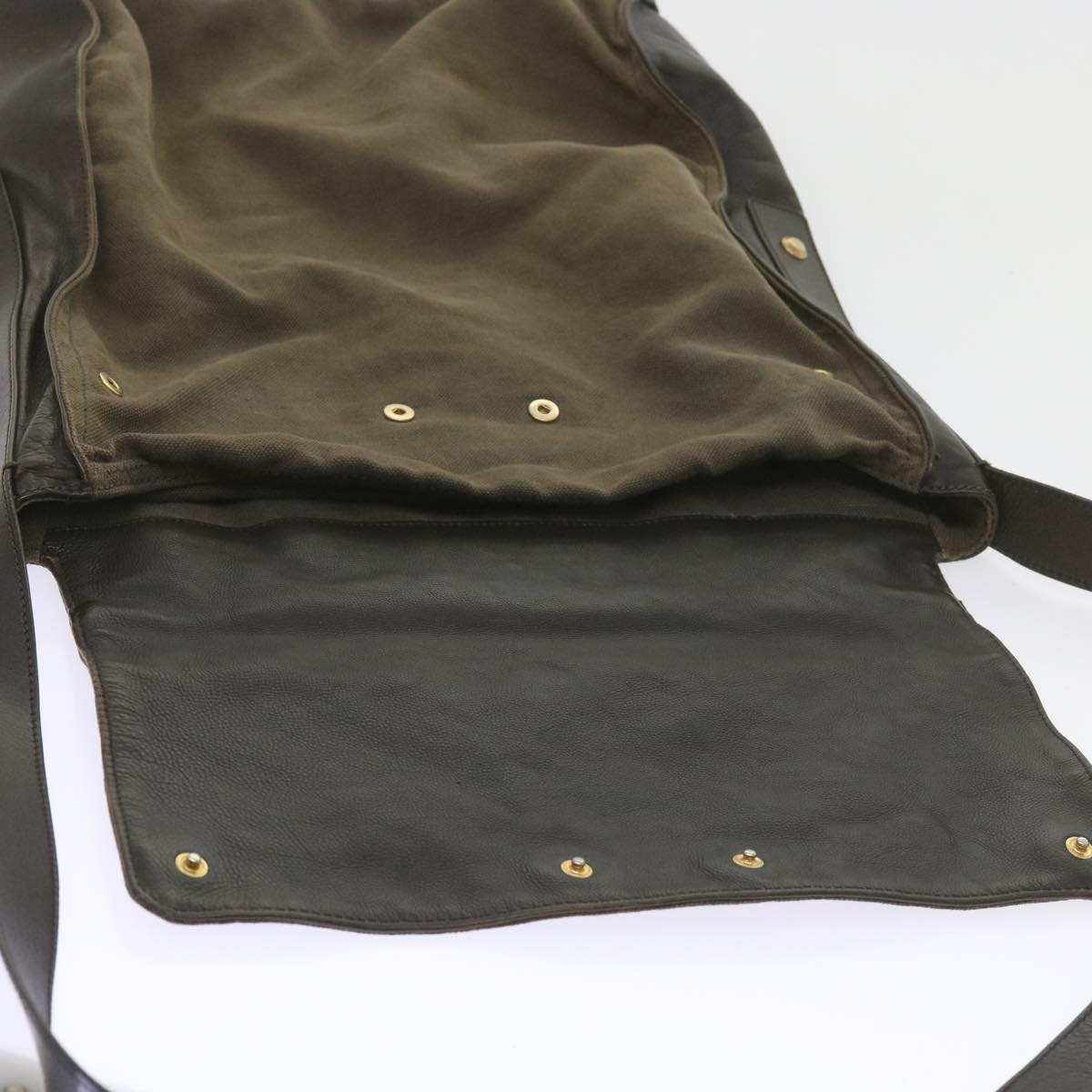 SAINT LAURENT Shoulder Bag Canvas Khaki Auth bs9927