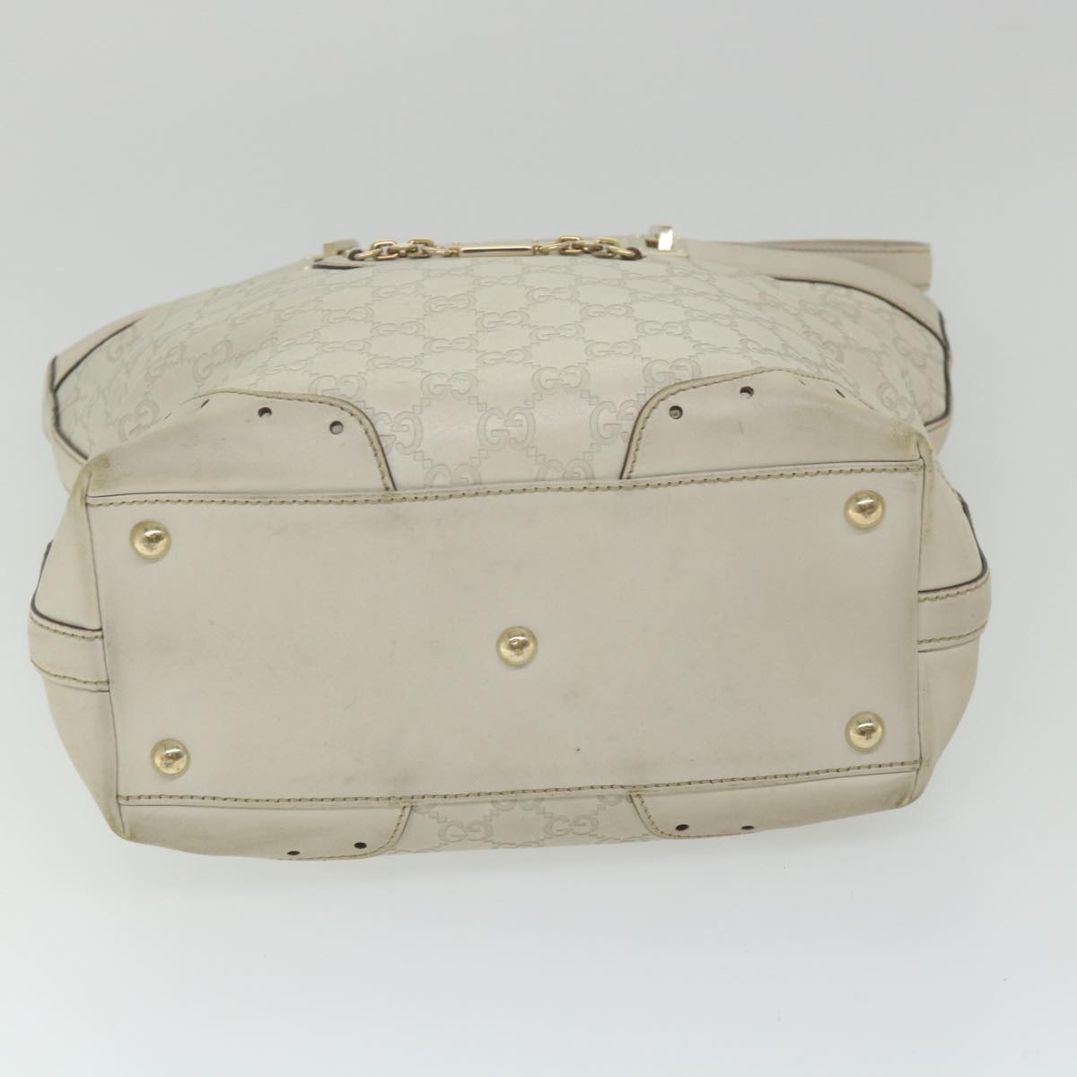 GUCCI GG Canvas Guccissima Shoulder Bag White 145984 Auth bs9931