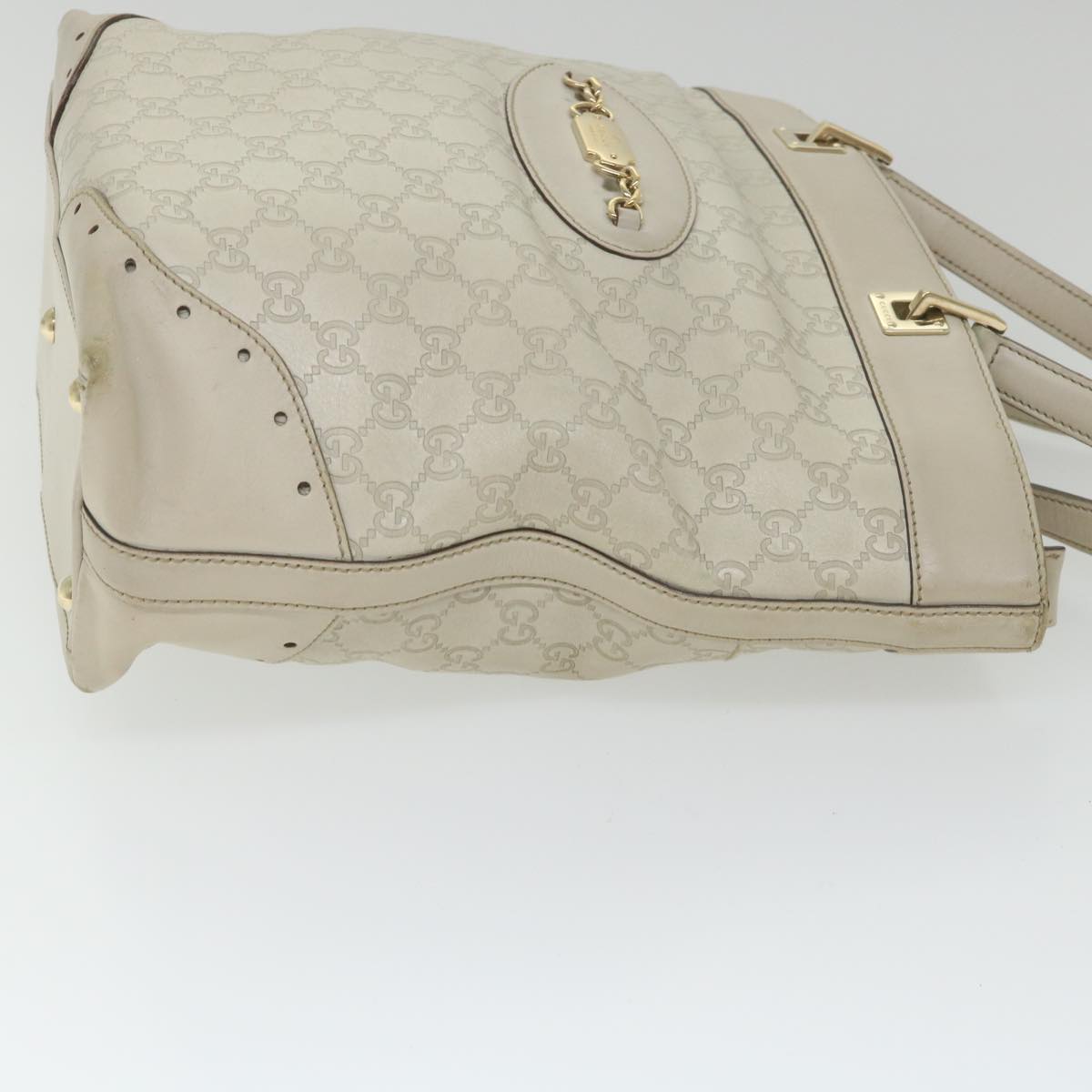 GUCCI GG Canvas Guccissima Shoulder Bag White 145984 Auth bs9931