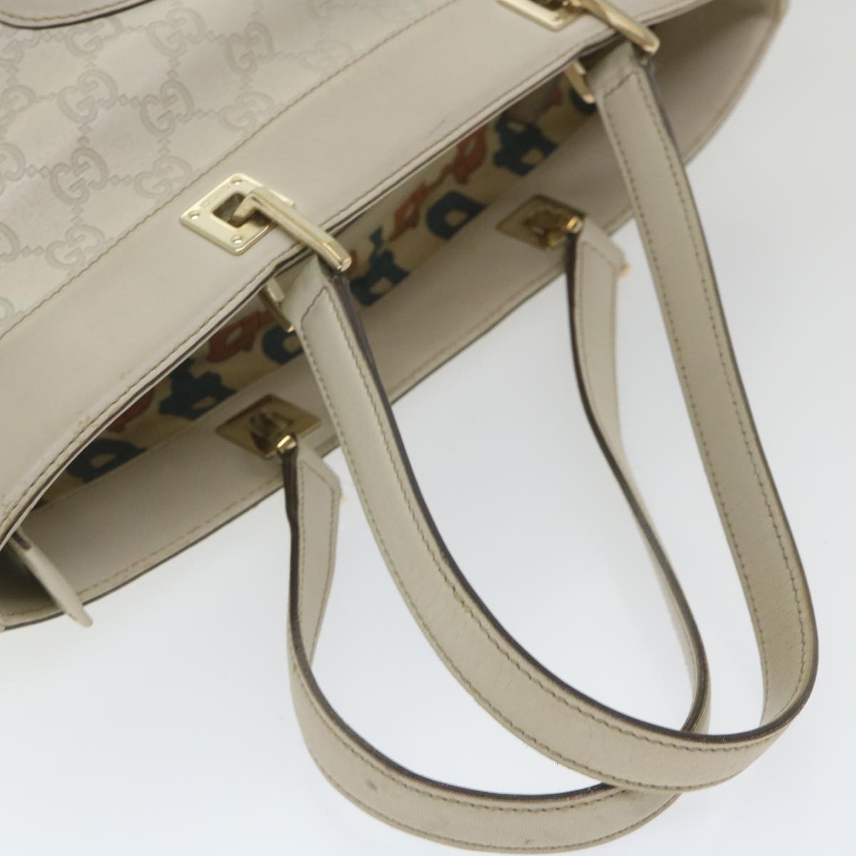 GUCCI GG Canvas Guccissima Shoulder Bag White 145984 Auth bs9931