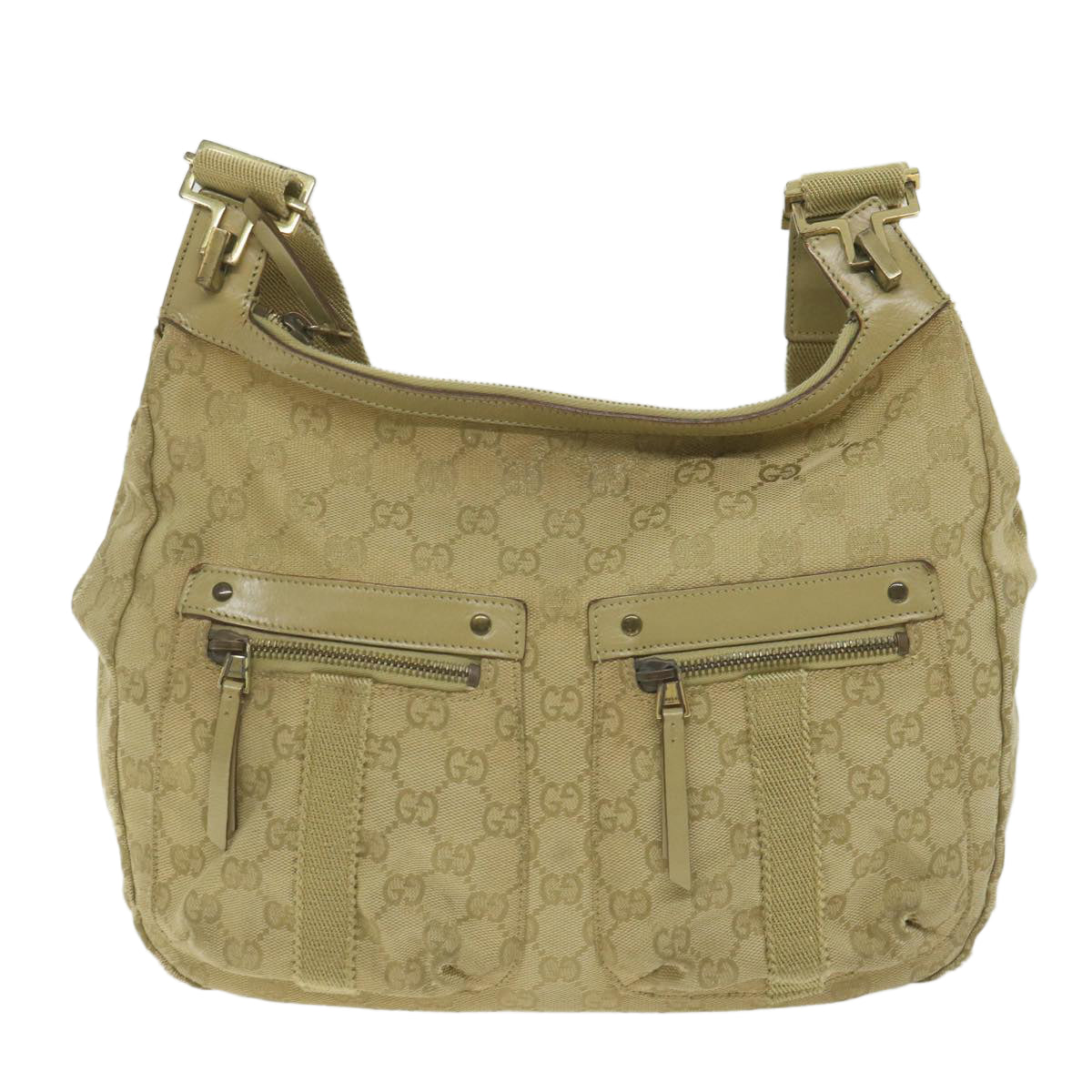 GUCCI GG Canvas Shoulder Bag Khaki 90762 Auth bs9937 - 0