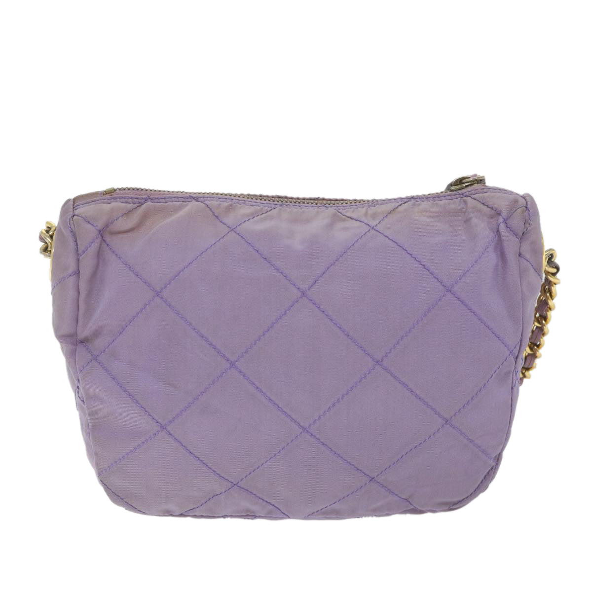 PRADA Chain Shoulder Bag Nylon Purple Auth bs9970