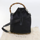 GUCCI Bamboo Shoulder Bag Nylon 2way Black Auth bs9976-12