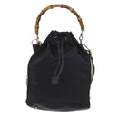 GUCCI Bamboo Shoulder Bag Nylon 2way Black Auth bs9976-13
