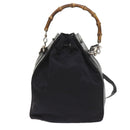 GUCCI Bamboo Shoulder Bag Nylon 2way Black Auth bs9976-2
