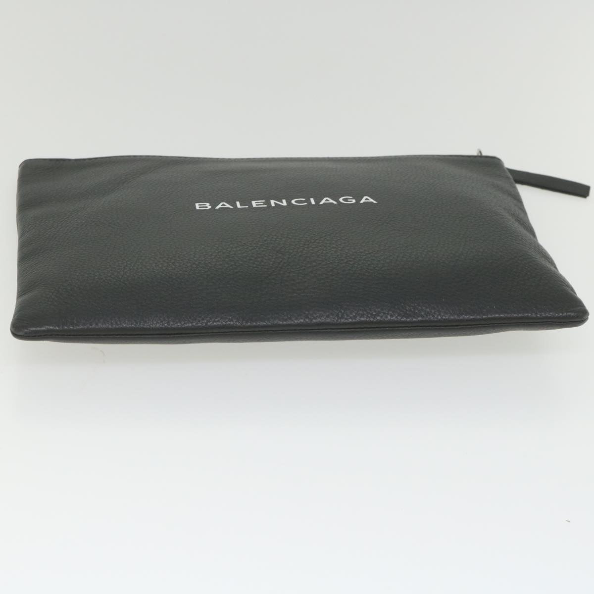 BALENCIAGA Clutch Bag Leather Black 485110 Auth bs9985