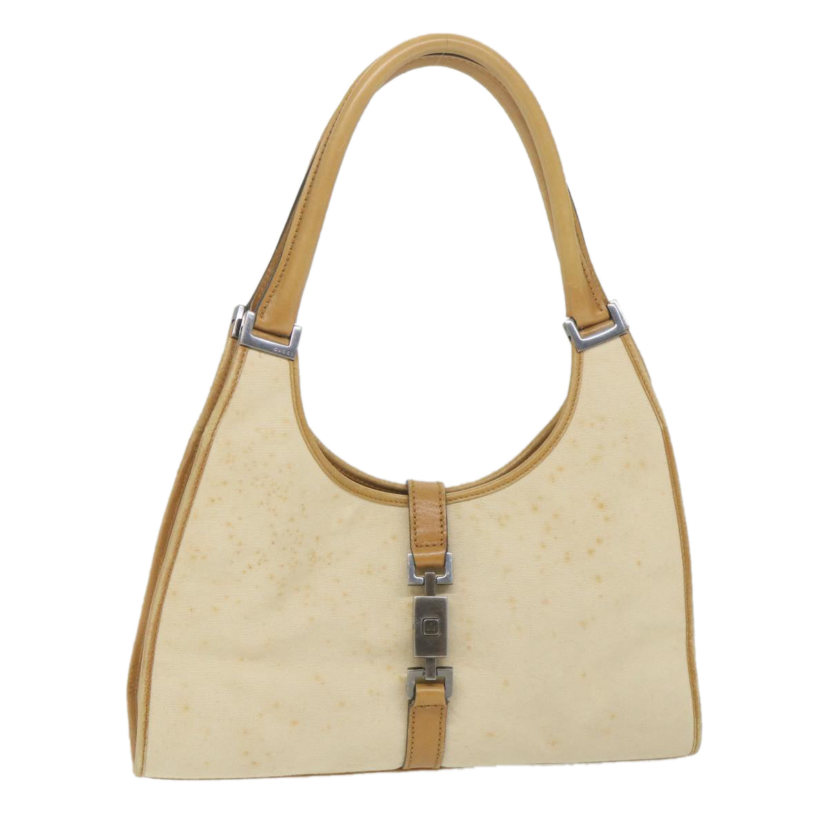 GUCCI Jackie Shoulder Bag Canvas Beige Auth bs9990