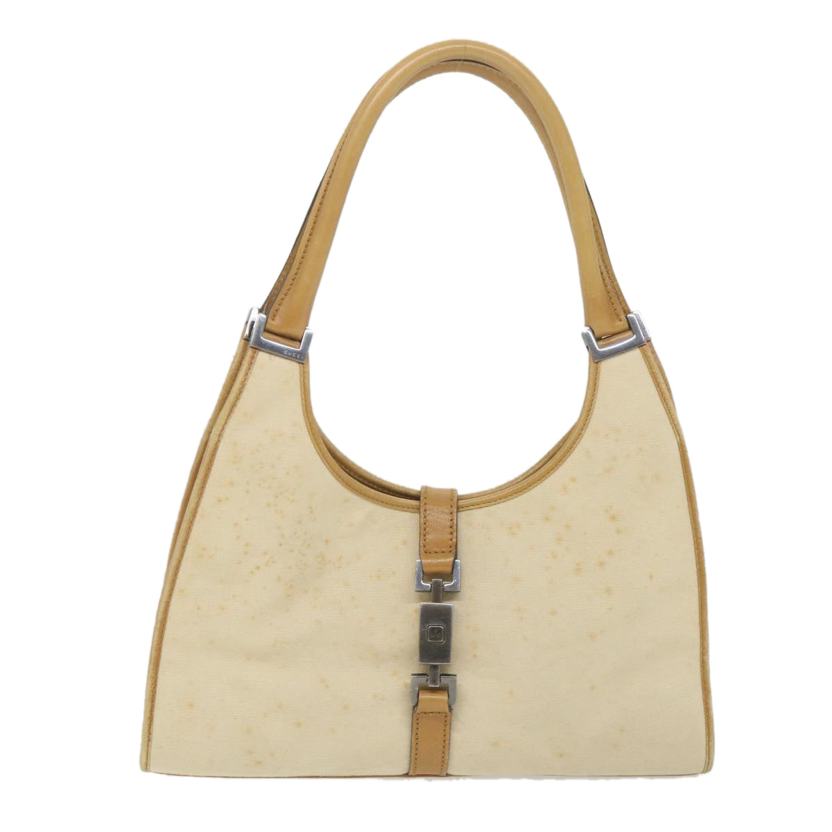 GUCCI Jackie Shoulder Bag Canvas Beige Auth bs9990