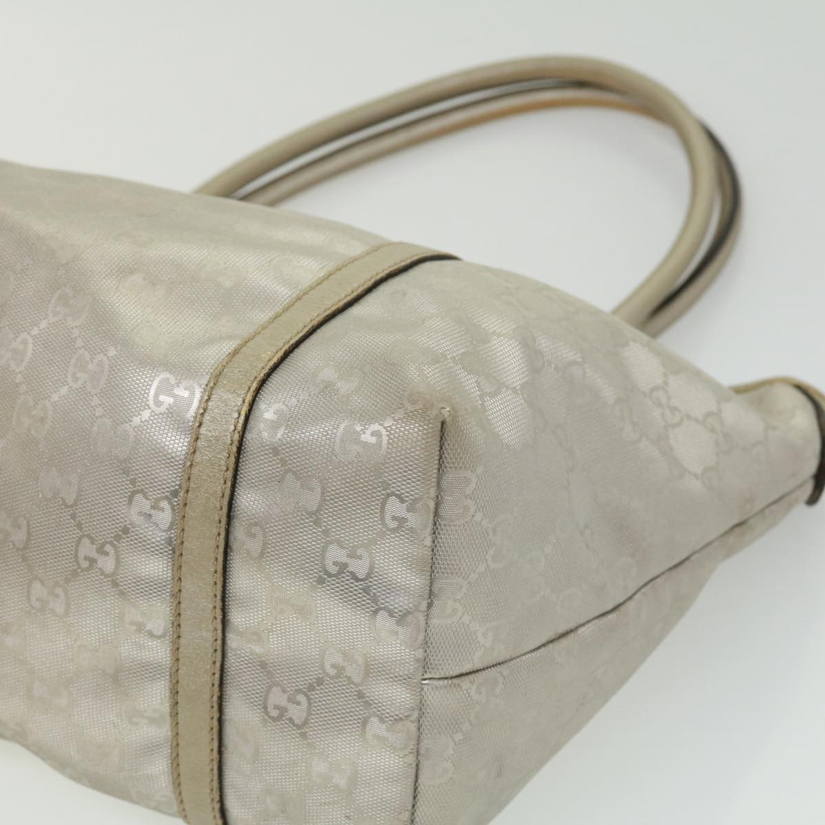 GUCCI GG Canvas Tote Bag Silver Auth cl184