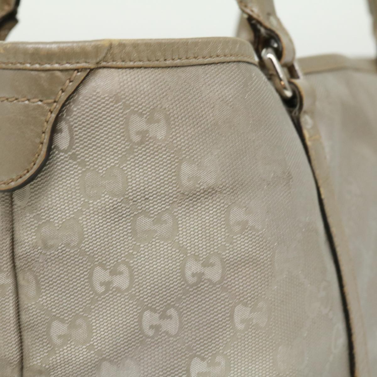 GUCCI GG Canvas Tote Bag Silver Auth cl184