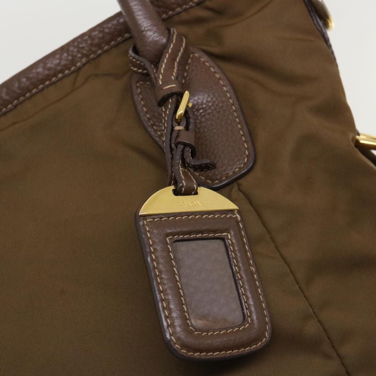 PRADA Hand Bag Nylon Leather Brown Auth cl190