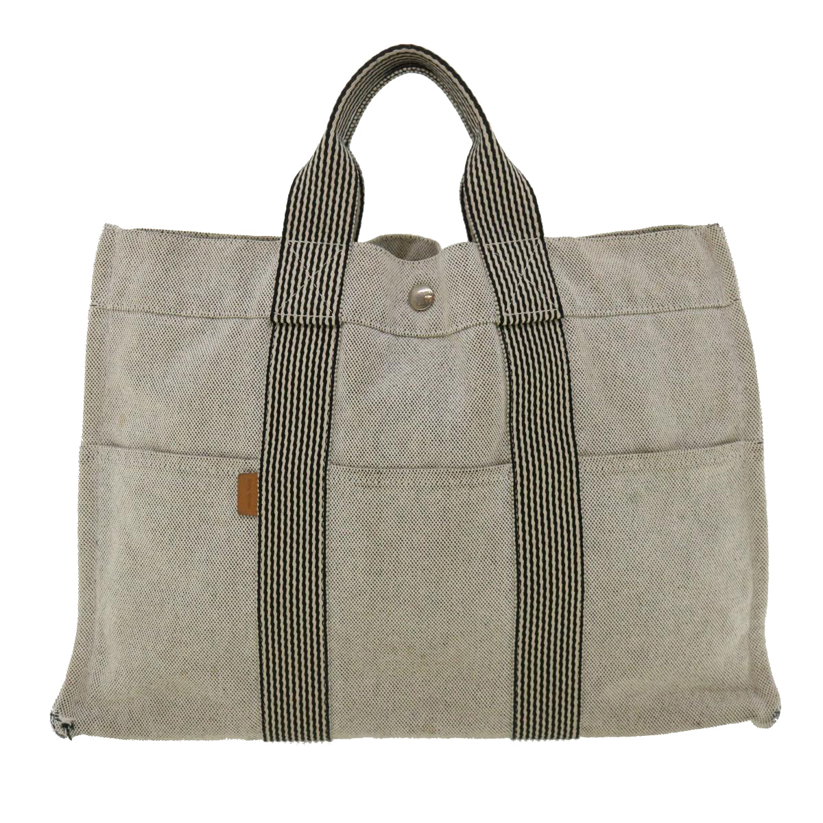 HERMES New Fool to MM Hand Bag Canvas Gray Auth cl228