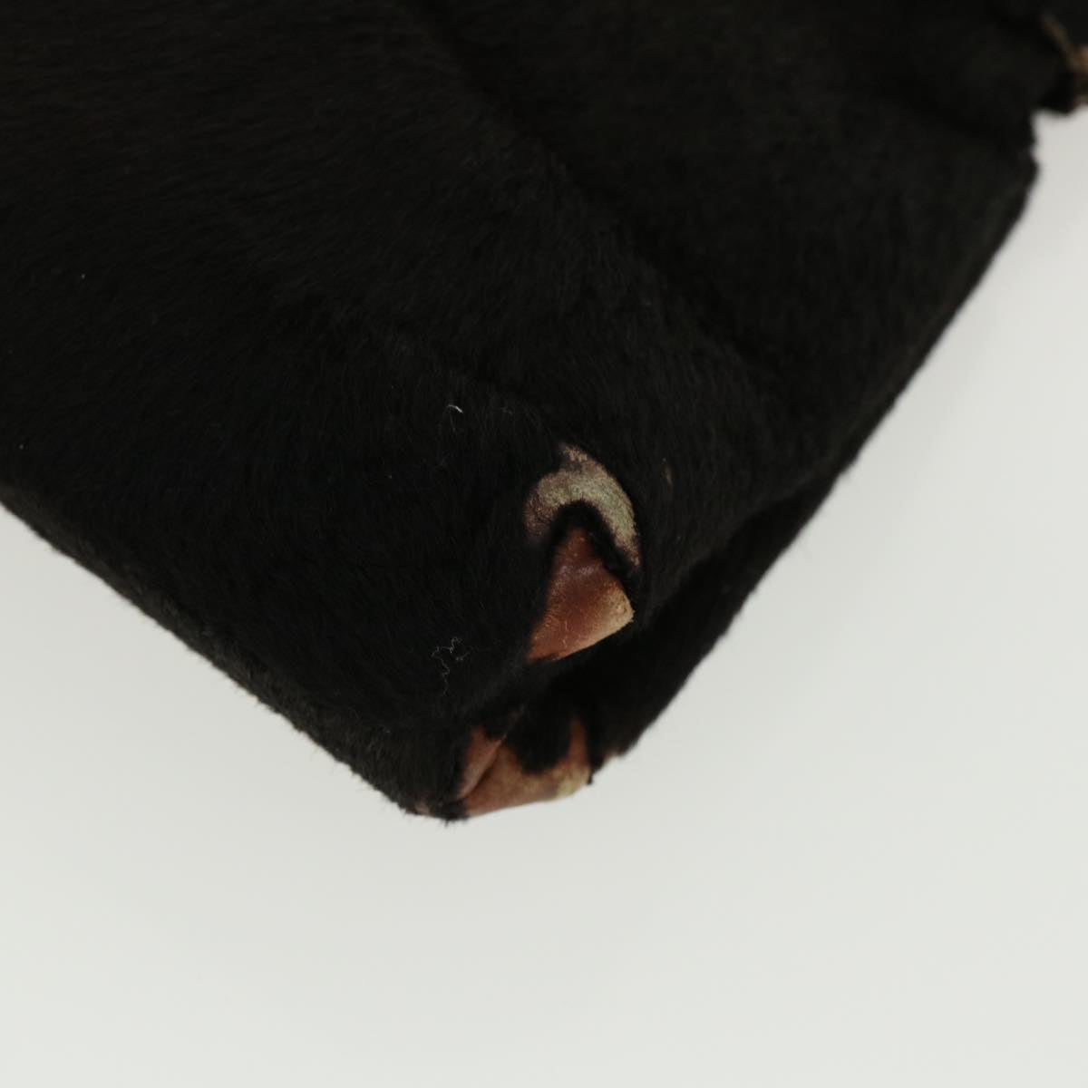 PRADA Hand Bag Unborn Calf Skin Leather Black Auth cl317