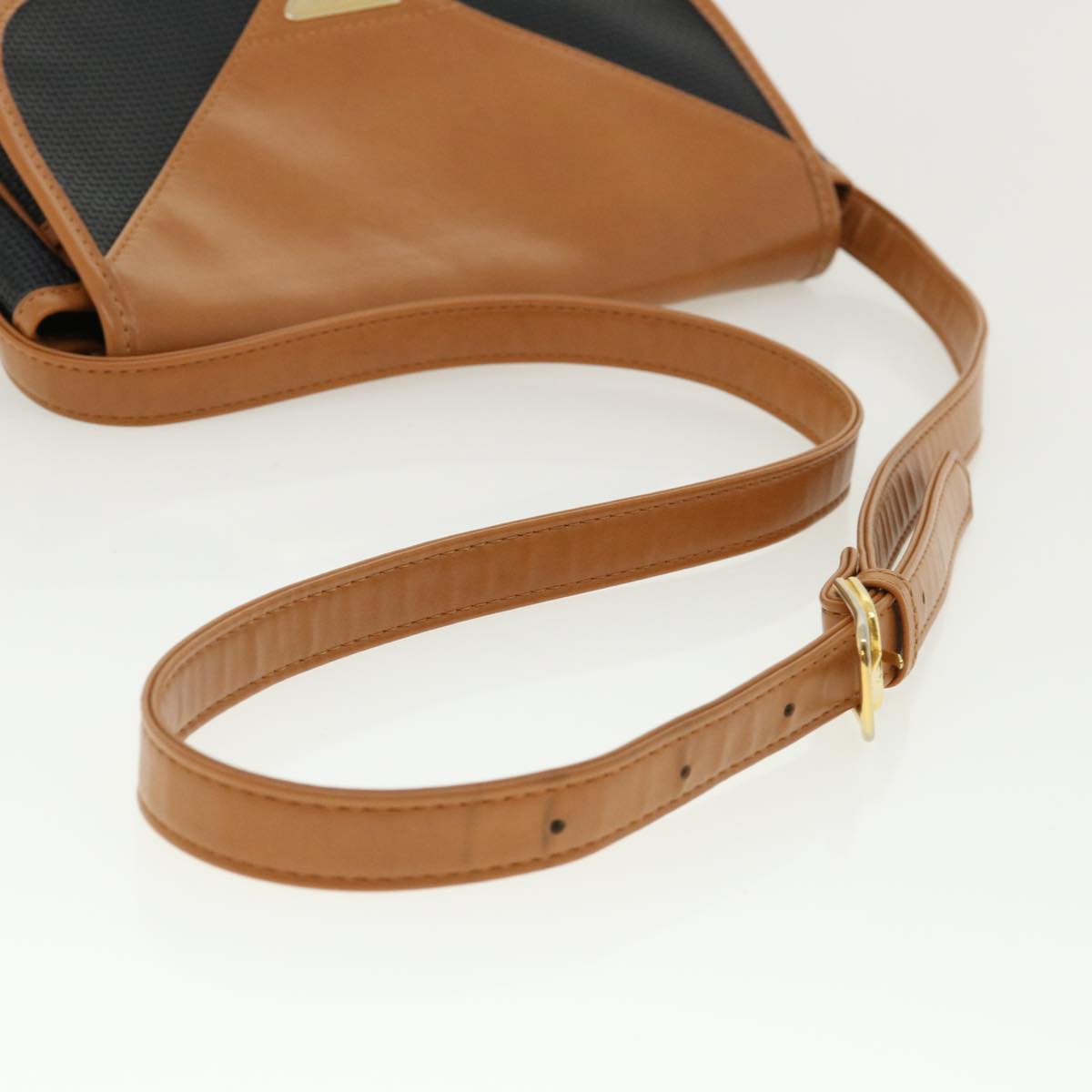 SAINT LAURENT Shoulder Bag PVC Leather Black Brown Auth cl352