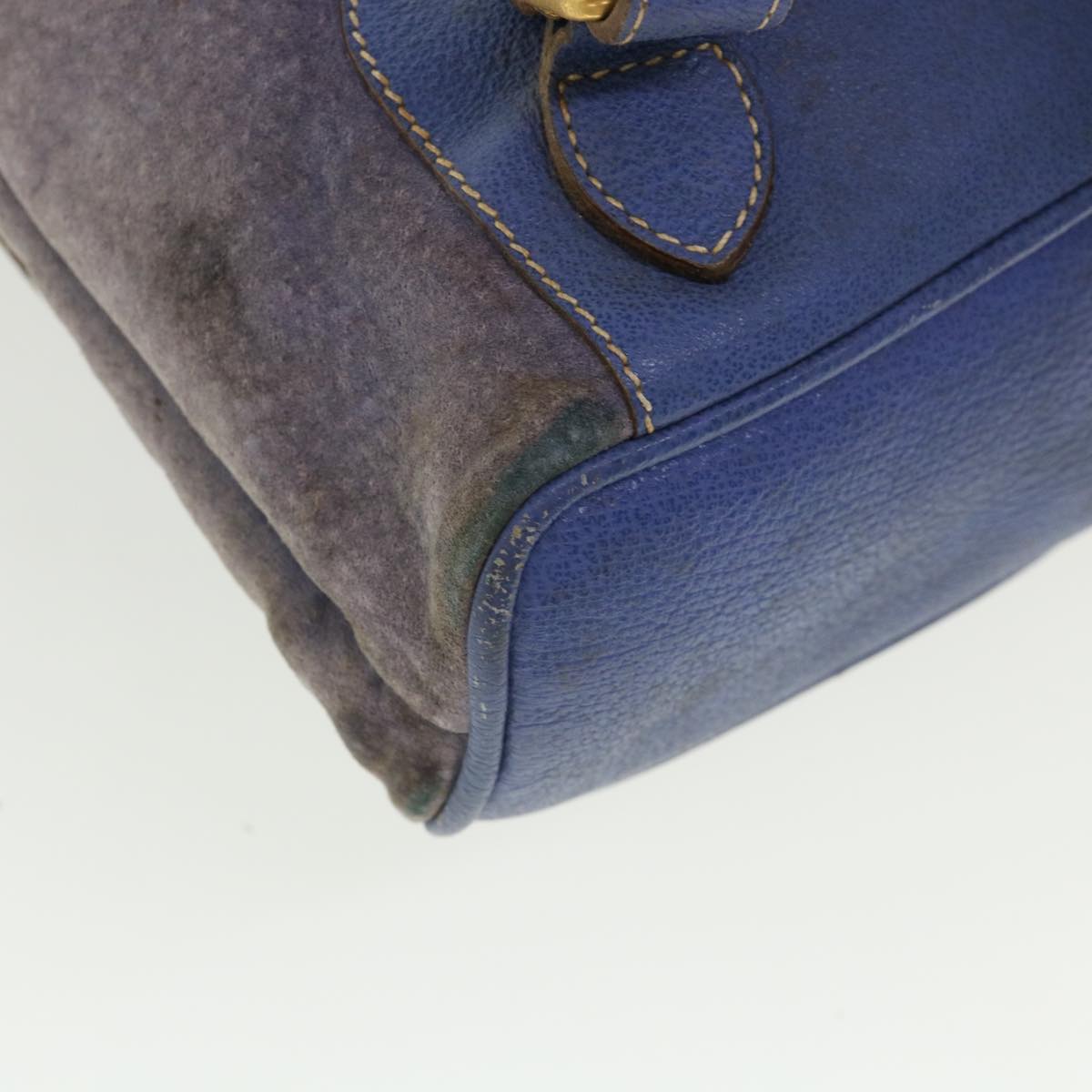 GUCCI Backpack Suede Leather Blue Auth cl359