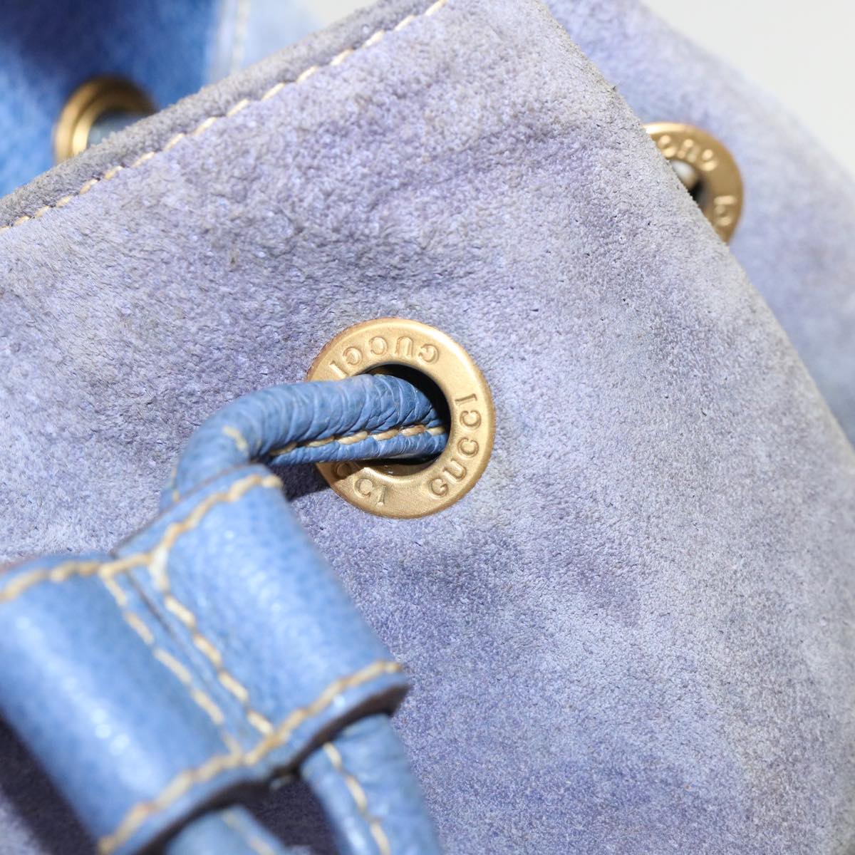 GUCCI Backpack Suede Leather Blue Auth cl359