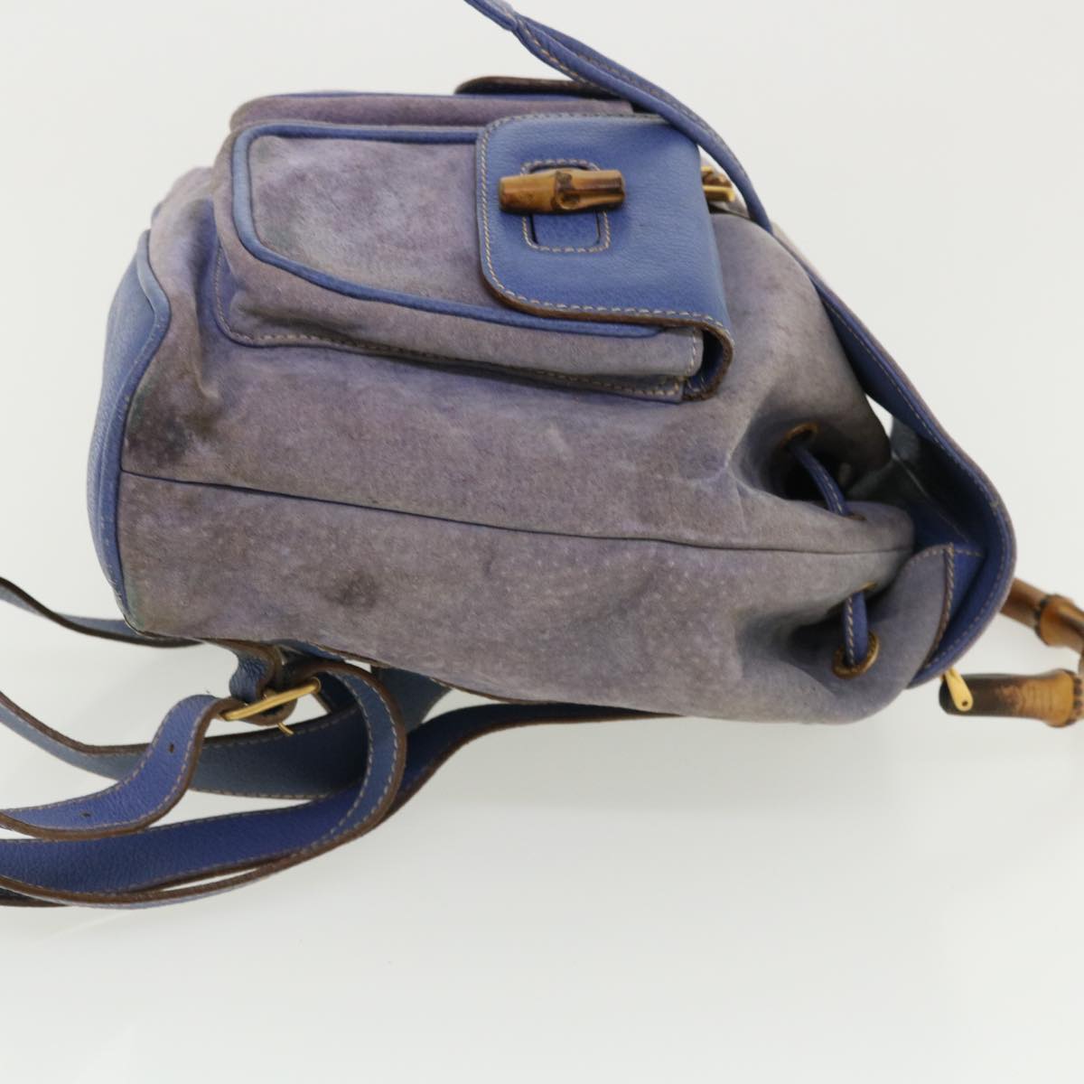 GUCCI Backpack Suede Leather Blue Auth cl359