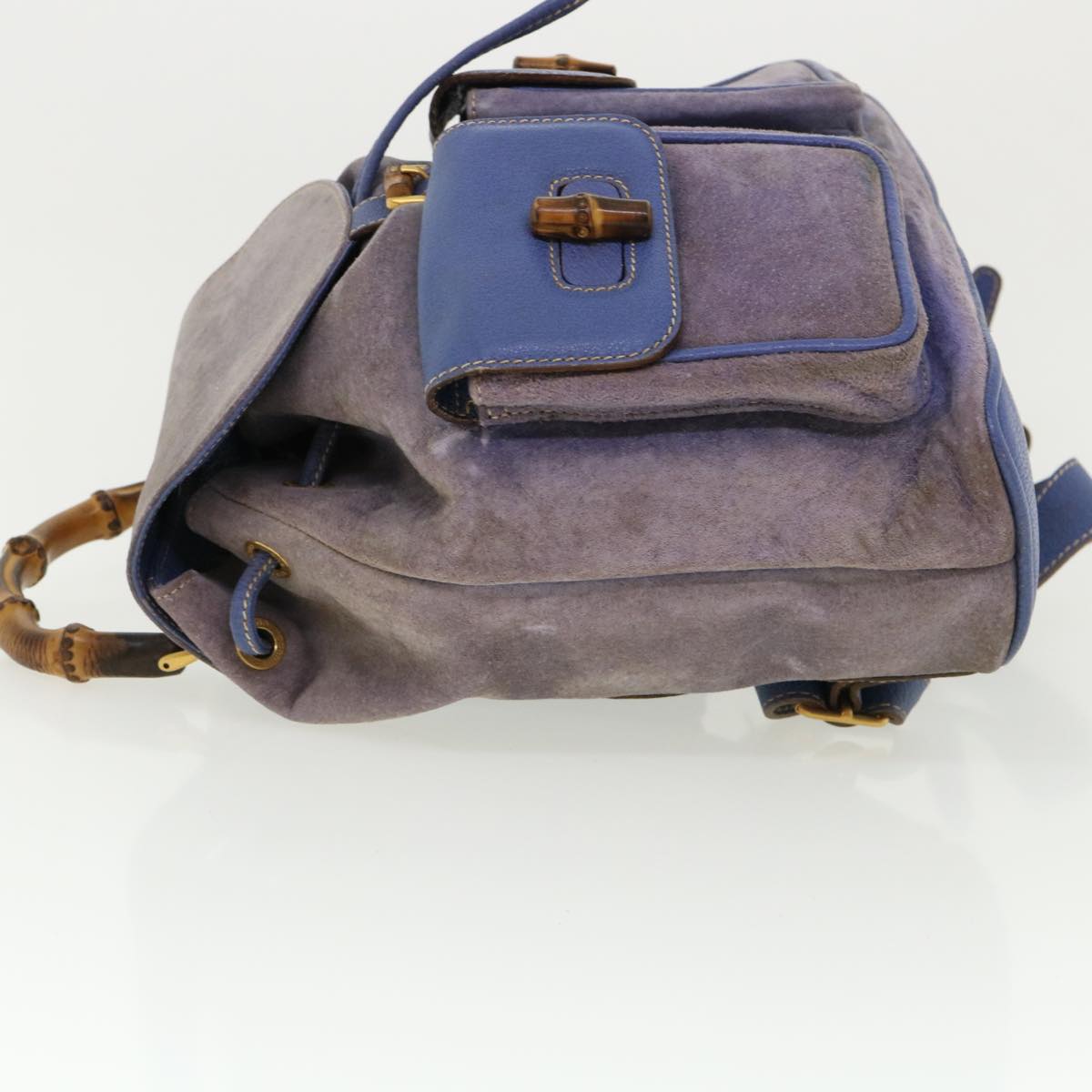 GUCCI Backpack Suede Leather Blue Auth cl359