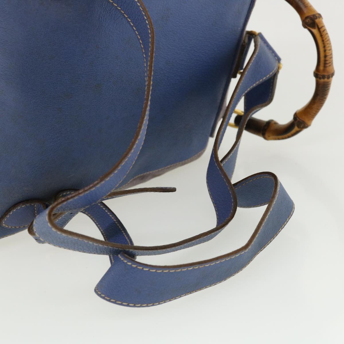 GUCCI Backpack Suede Leather Blue Auth cl359