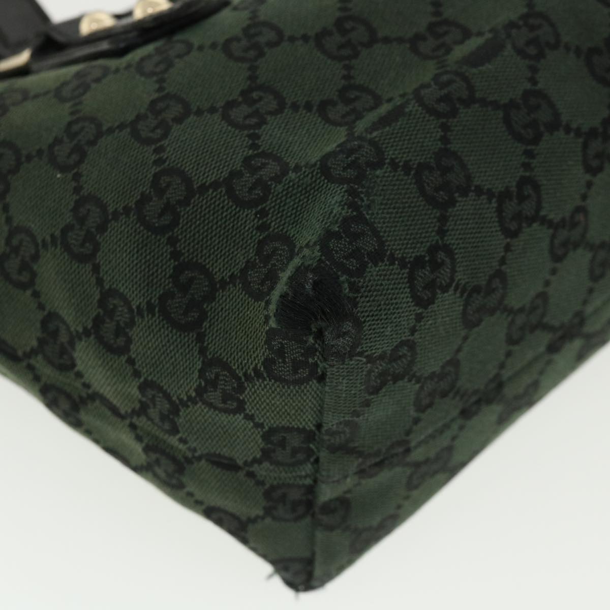 GUCCI GG Canvas Hand Bag Green 257249 Auth cl363