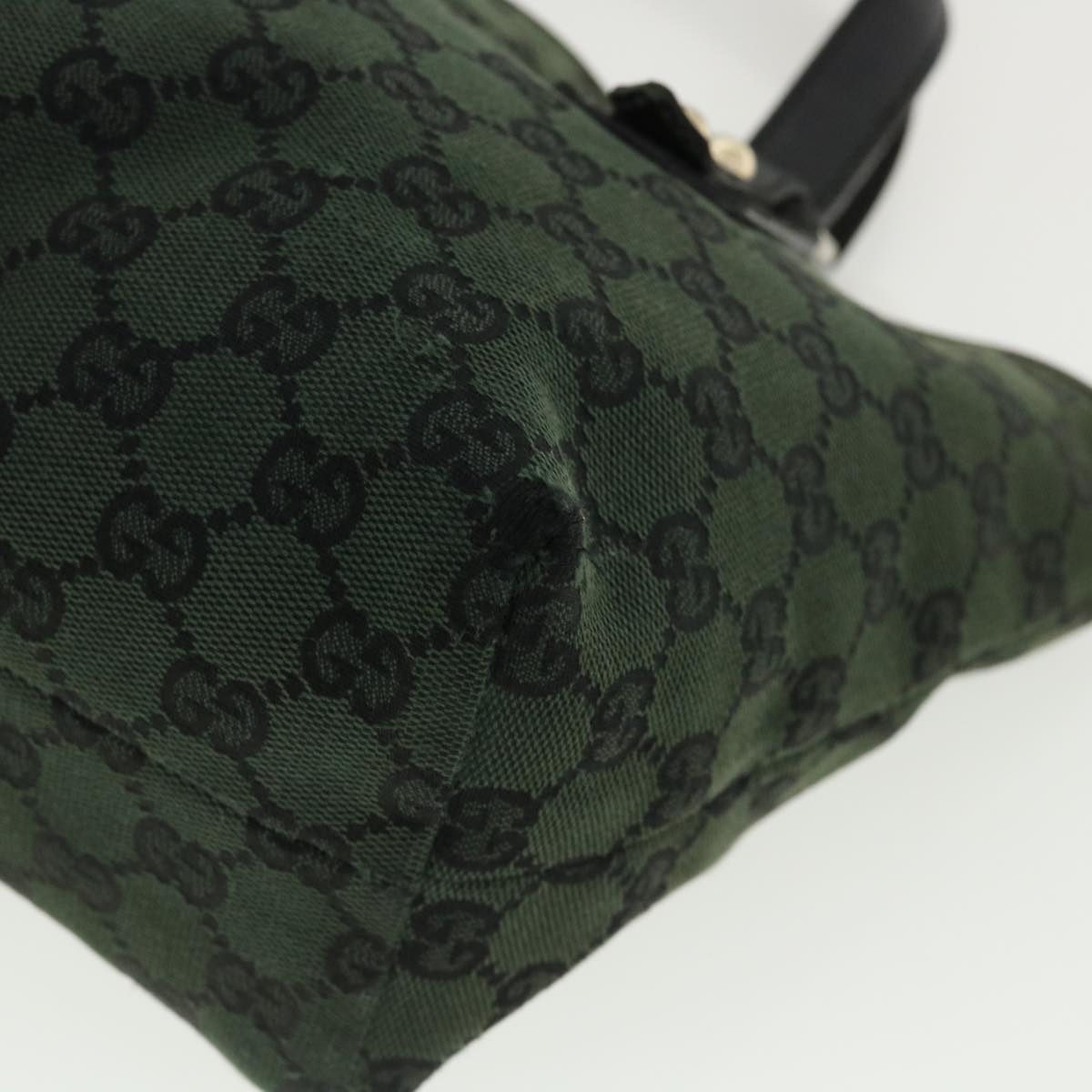 GUCCI GG Canvas Hand Bag Green 257249 Auth cl363