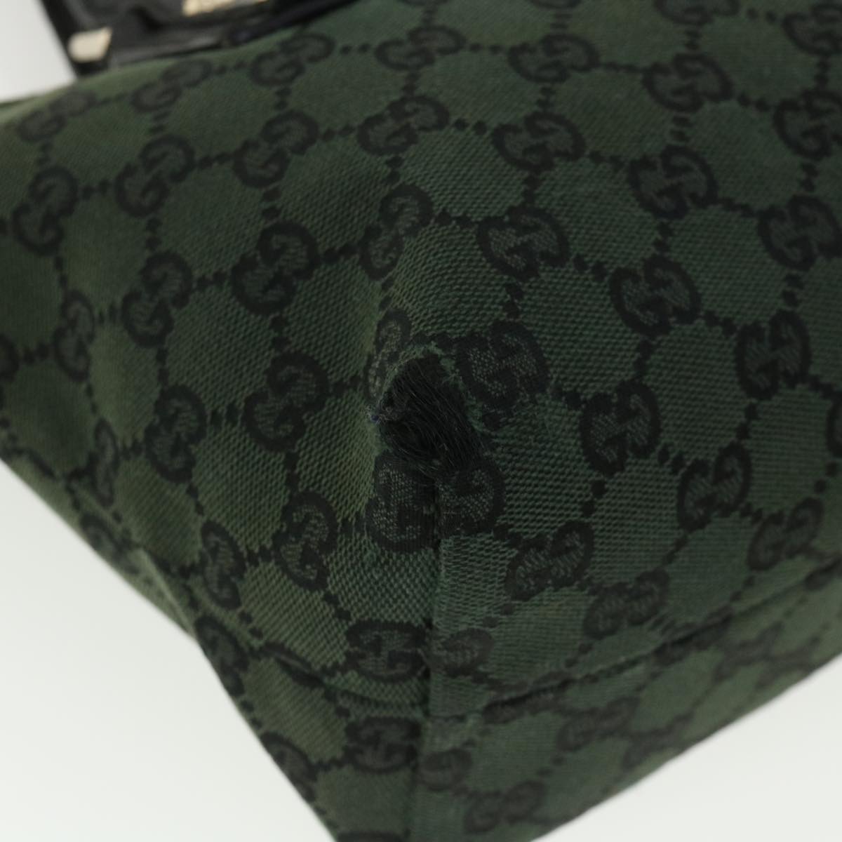 GUCCI GG Canvas Hand Bag Green 257249 Auth cl363