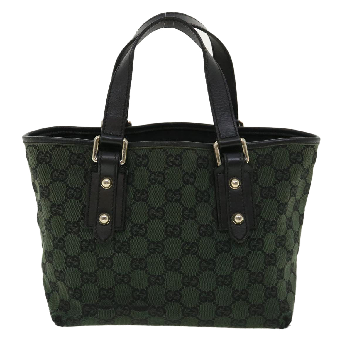 GUCCI GG Canvas Hand Bag Green 257249 Auth cl363