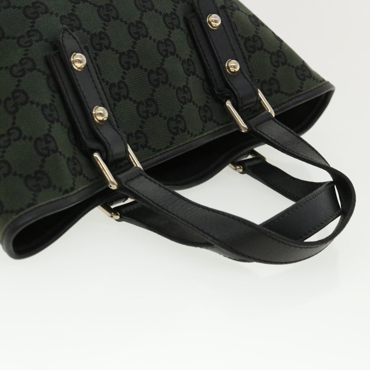 GUCCI GG Canvas Hand Bag Green 257249 Auth cl363