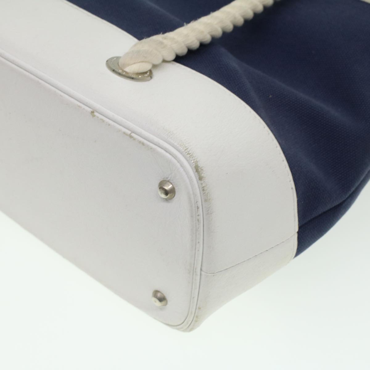 BURBERRY Hand Bag Canvas White Navy Auth cl365