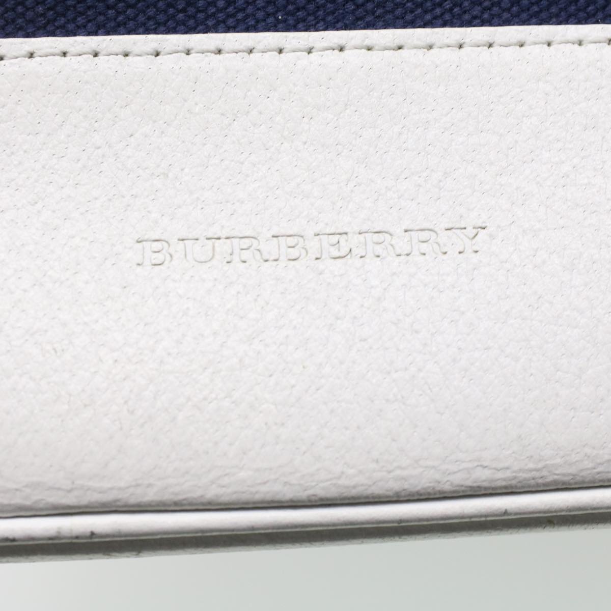 BURBERRY Hand Bag Canvas White Navy Auth cl365