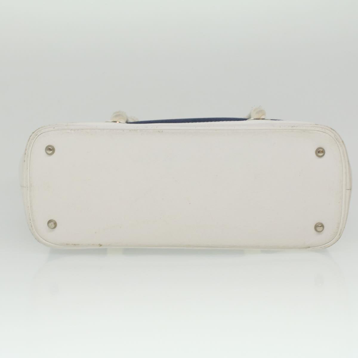 BURBERRY Hand Bag Canvas White Navy Auth cl365