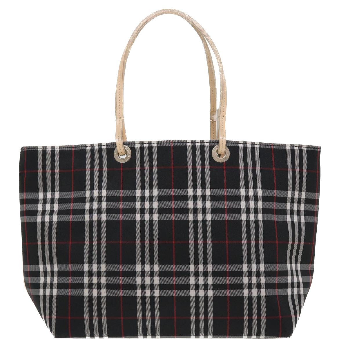 BURBERRY Nova Check Tote Bag Nylon Black Auth cl393