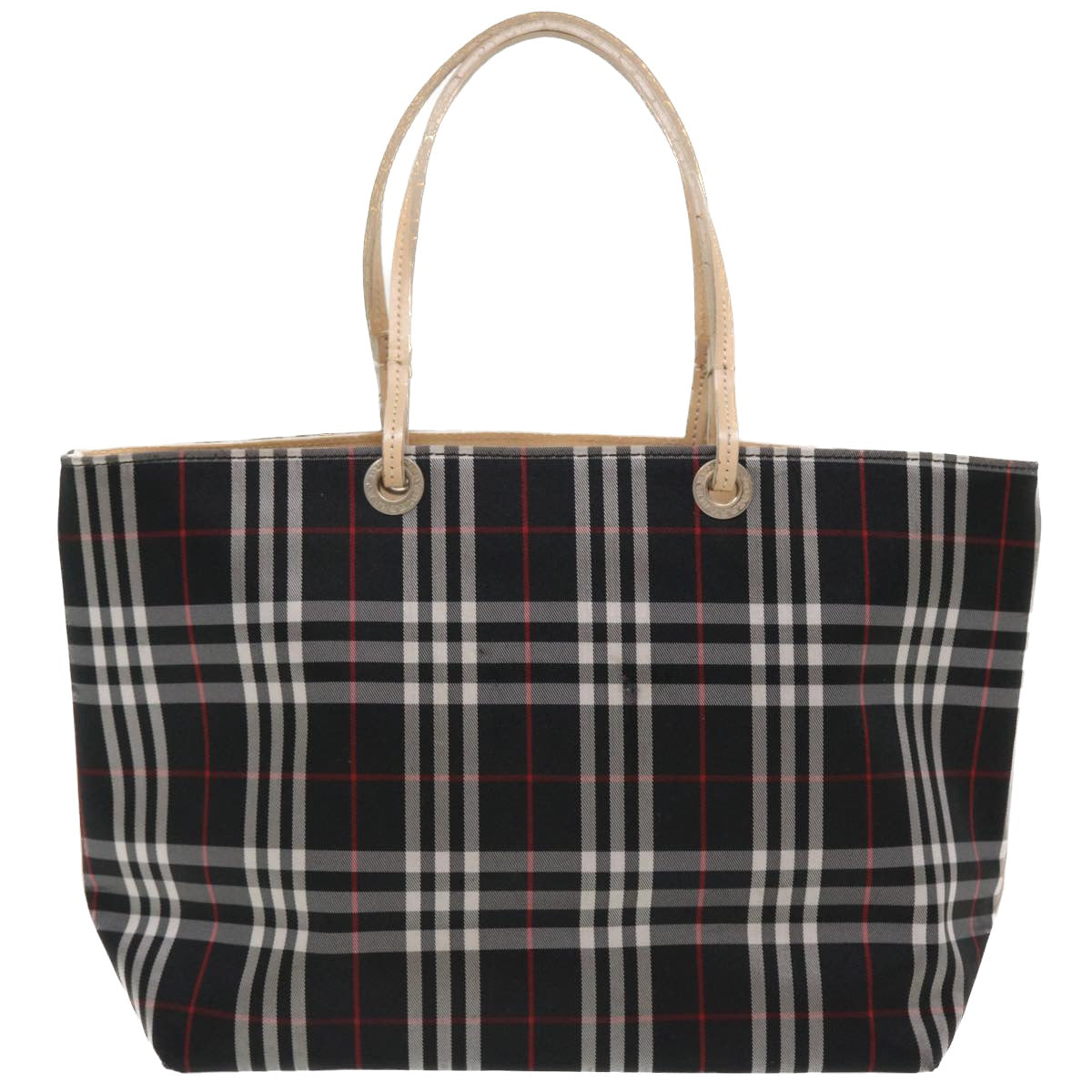 BURBERRY Nova Check Tote Bag Nylon Black Auth cl393