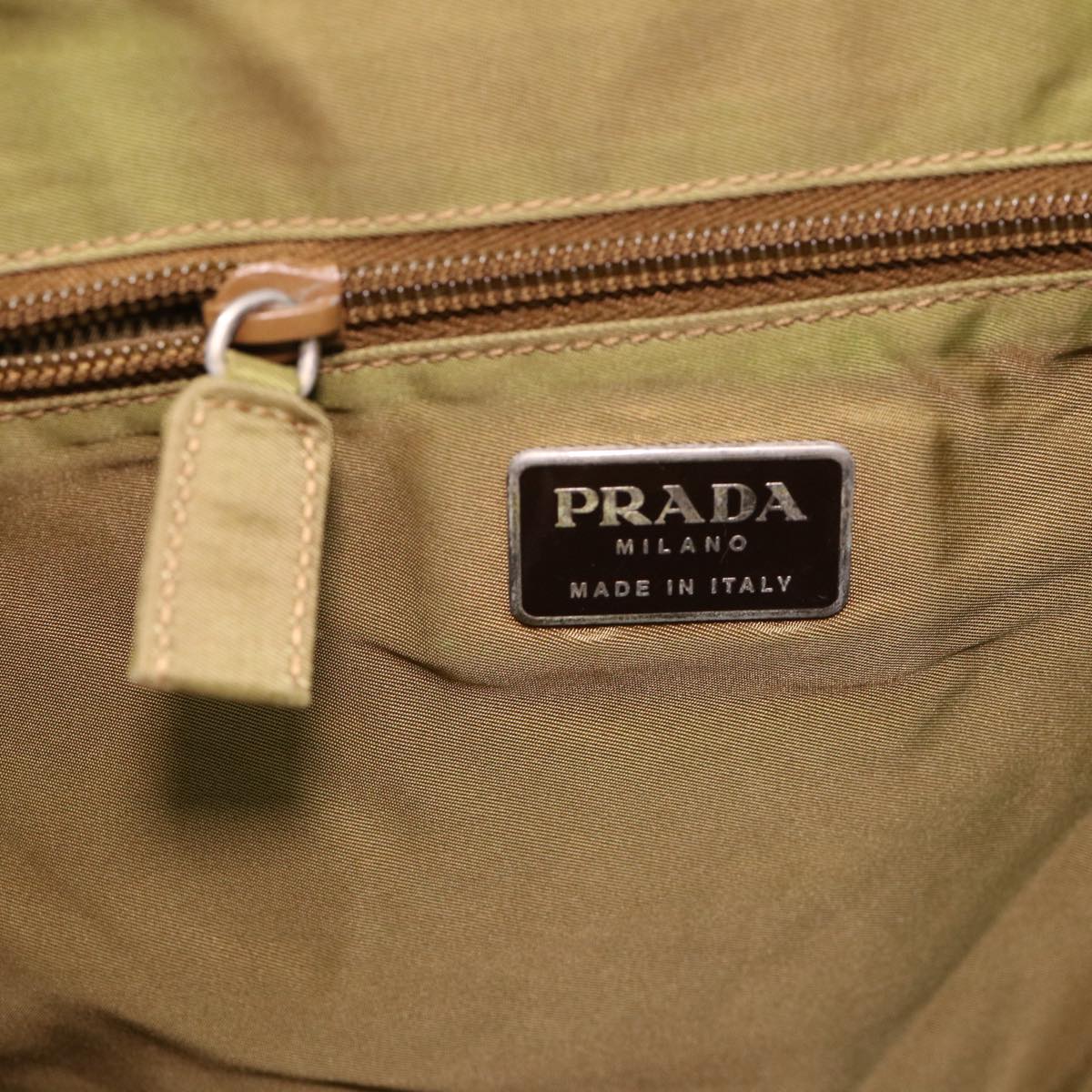 PRADA Hand Bag Nylon Khaki Auth cl412