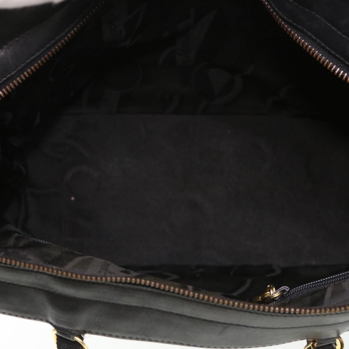 Salvatore Ferragamo Hand Bag Canvas Black Auth cl432