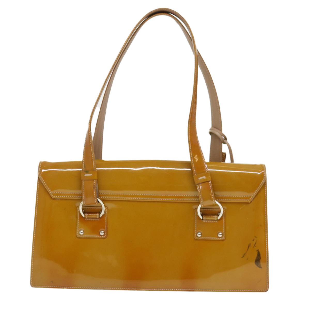 Salvatore Ferragamo Shoulder Bag Patent leather Yellow EO-21 6854 Auth cl440 - 0
