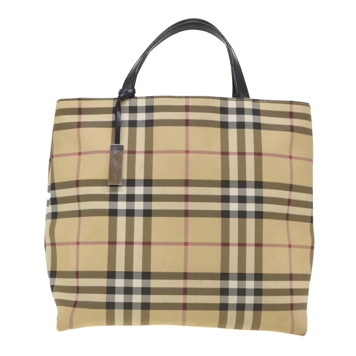 BURBERRY Nova Check Tote Bag Nylon Beige Auth cl443