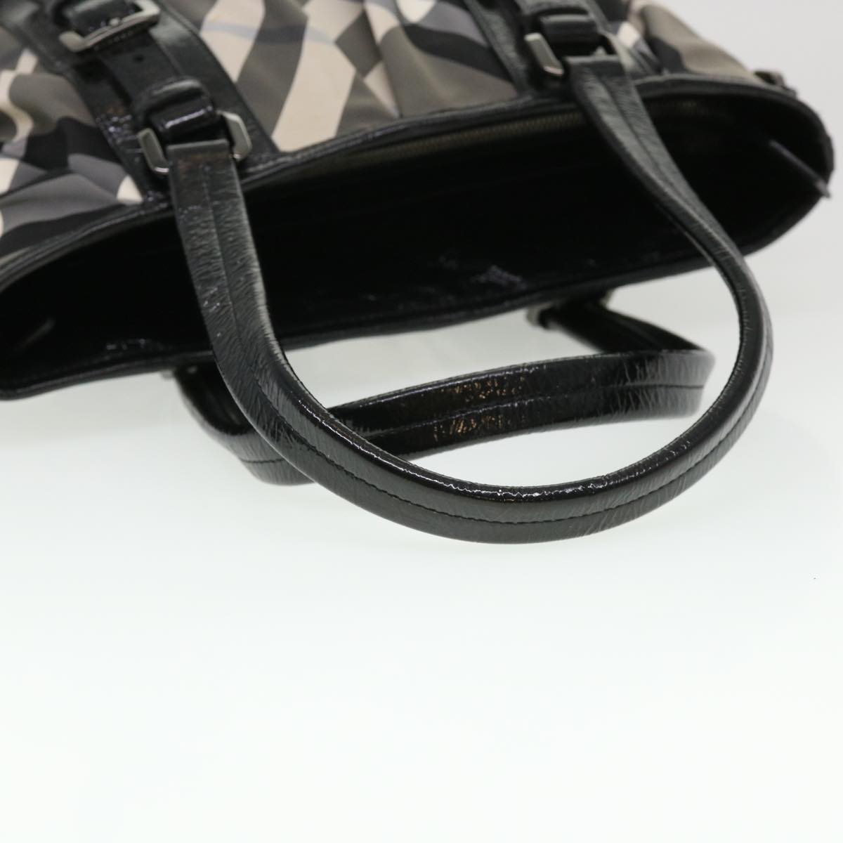 BURBERRY Nova Check Hand Bag Nylon 2way Black Auth cl448